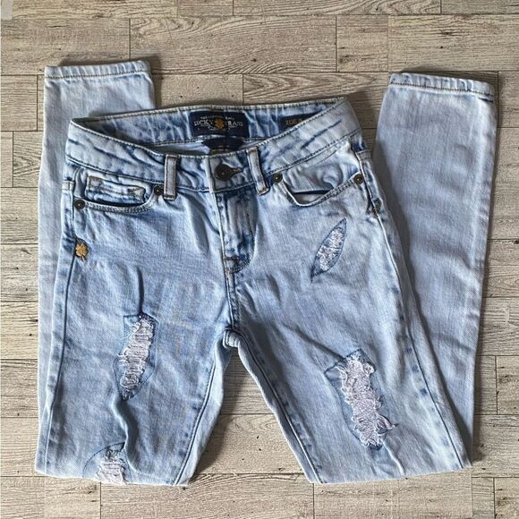 Lucky Brand, Little Girl’s, “Zoe”, Light Wash Distressed Denim Jeggings - Picture 7 of 7